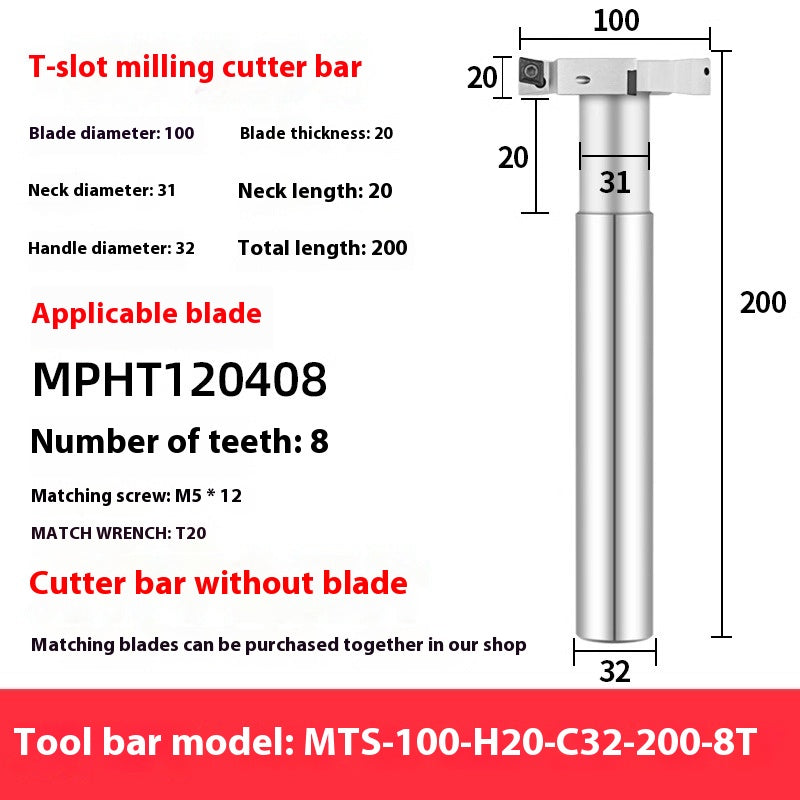 2065-T-slot milling cutter rod CNC slotting HTS three-edged machining center numerical control T-slot milling cutter rod thickness 6 8 10 12 Shandong Denso Pricision Tools Co.,Ltd.